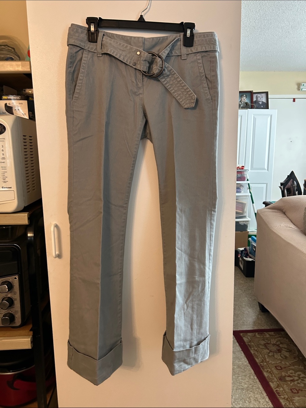 NWT LOFT Gray flare boot-Cut Pants with Belt